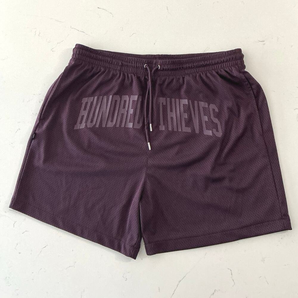 100 Thieves Foundation mesh athletic shorts 2XL plum large print logo streetwear
